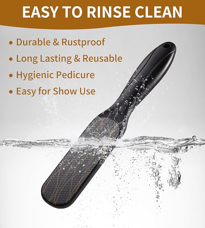 Nano Glass Foot File, Double-Sided Foot Callus Remover Feet Scrubber Hard & Dead Skin Hygienic Pedicure Tool in Shower Heel Scraper for Cracked Heels Smooth Feet Care Lima para Los pies (Black)