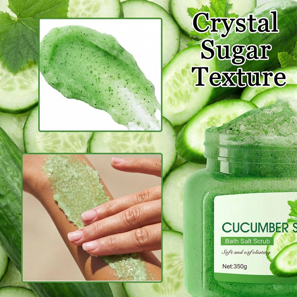 Cucumber Body Exfoliator, Deep Cleaning Exfoliating Body Scrub, Moisturizing Nourishing Salt Rose Body Scrub, 350 g