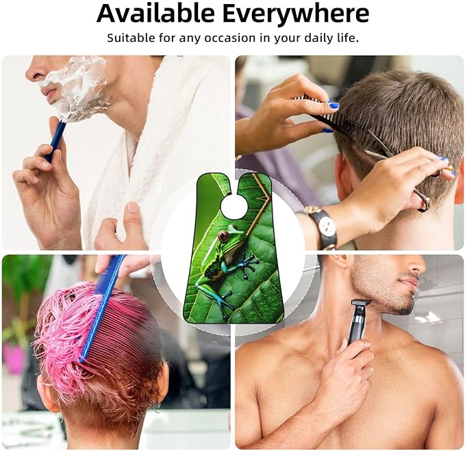 NOUZU Frog Leaves Print Beard Bib Apron For Men, Beard Hair Catcher For Men Shaving Trimming,Beard Cape Cloth