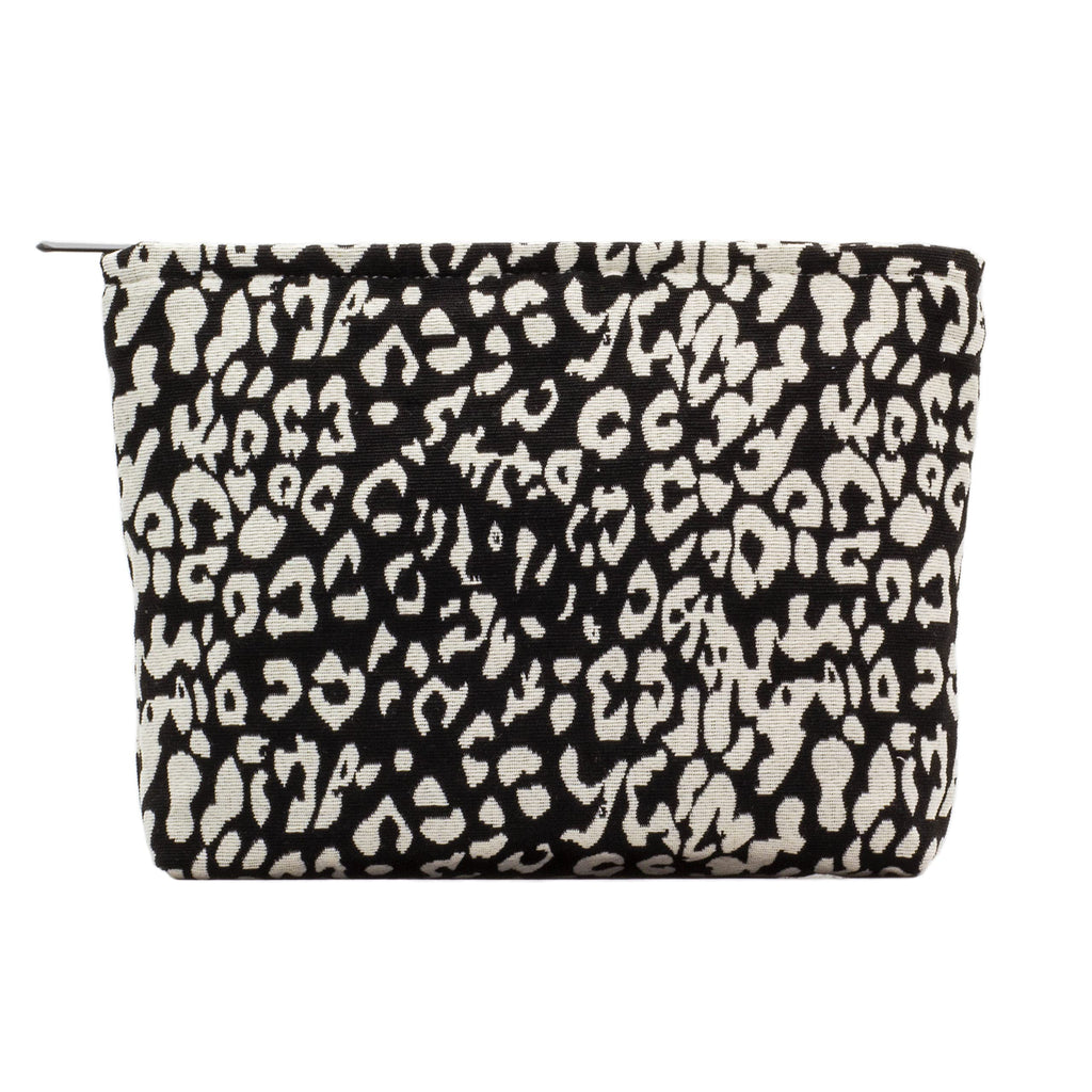 PAZIMIIK Makeup Bags for Purse Zipper Cosmetic Pouch Large Travel Canvas Make Up Organizer Tool Pouch for Women and Girls,Leopard Black