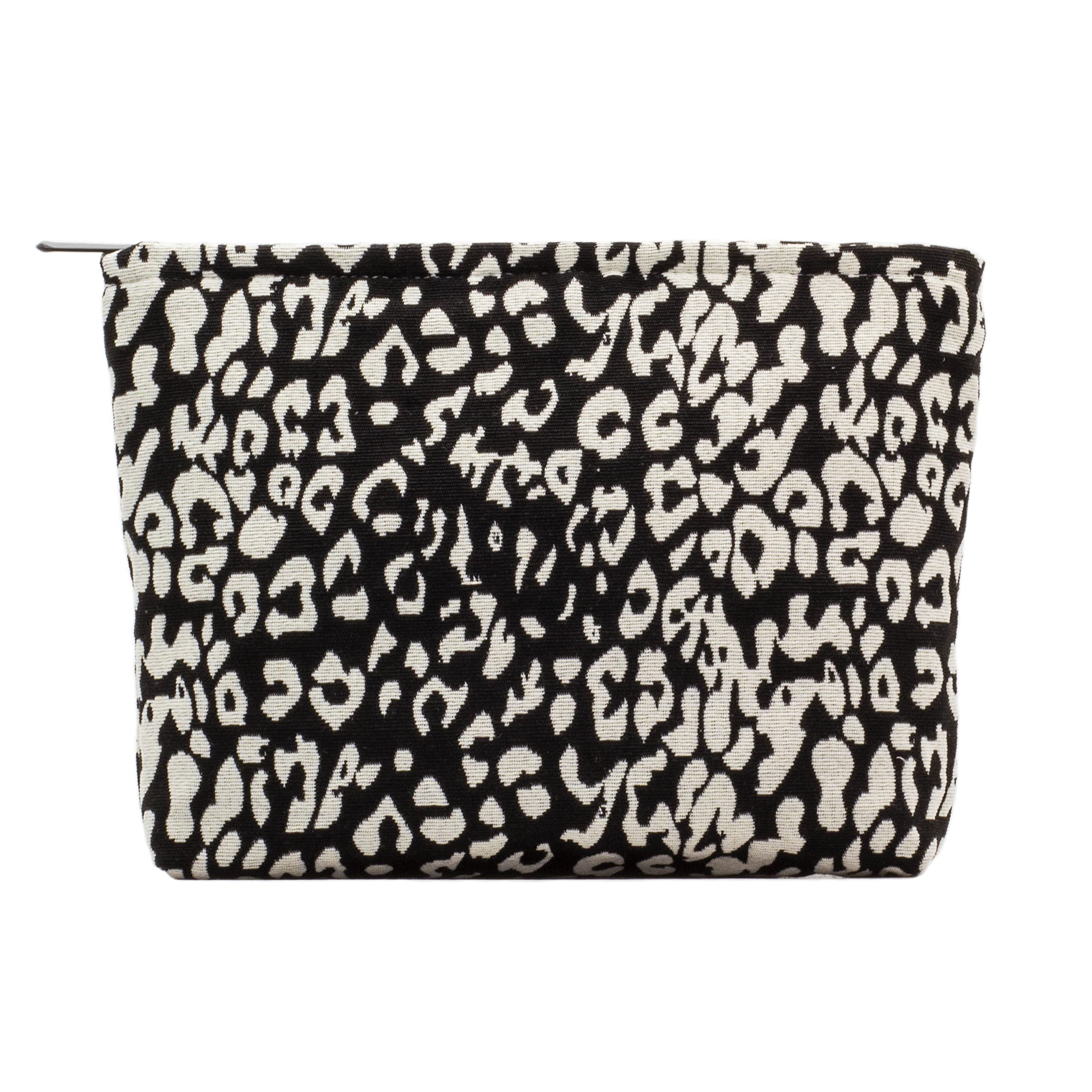 PAZIMIIK Makeup Bags for Purse Zipper Cosmetic Pouch Large Travel Canvas Make Up Organizer Tool Pouch for Women and Girls,Leopard Black