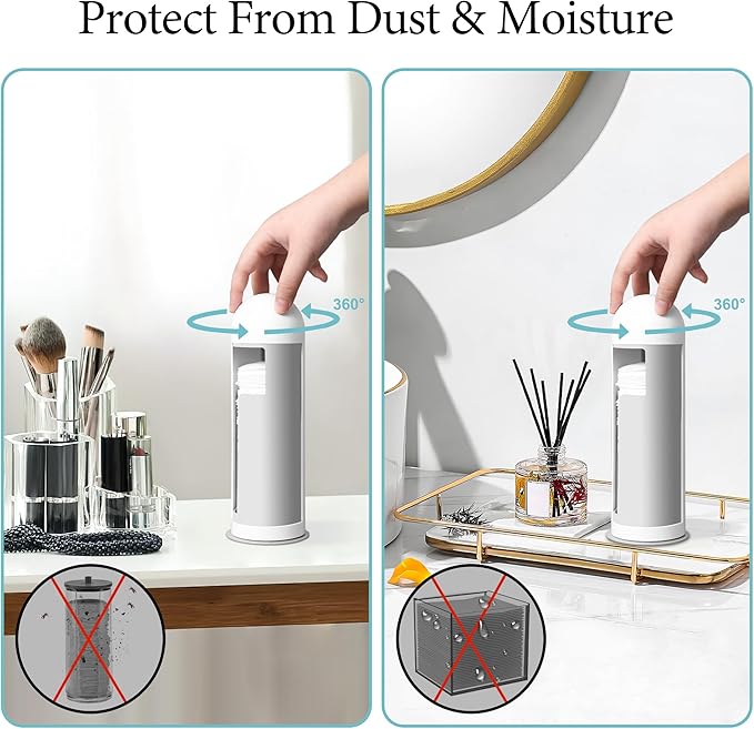 bodkar Cosmetic Cotton Pad Rounds Holder with Rotating Lid, Dust Proof Cotton Pads Dispenser Modern White Plastic Organizer Storage