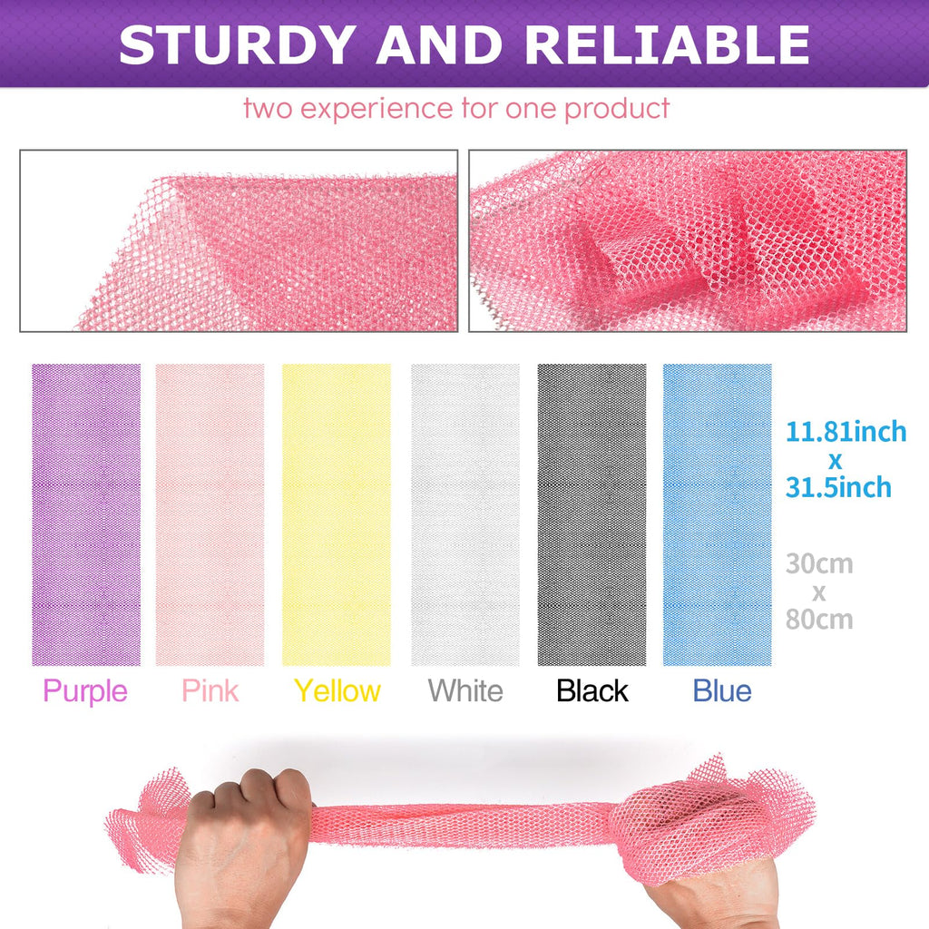 6 Pieces African Bath Sponge African Net Long Net Bath Sponge Transform Your Shower Routine with African Bath Sponges for Exfoliated, Silky Smooth Skin (Pink, Yellow, Purple, Blue, Black, Off-White)