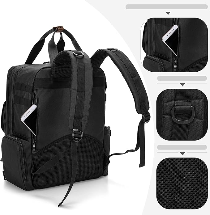 BAFASO Large Capacity Barber Case, Travel Hairdresser Bag, Black