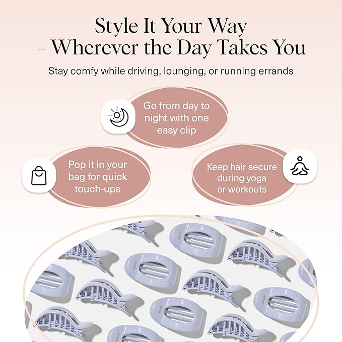 Kitsch Medium Flat Claw Clips for Women - Stylish Flat Hair Clips, Strong Hold for Thick & Fine Hair | Non-Slip for Secure, Comfortable All-Day Wear - Hydrangea Breeze