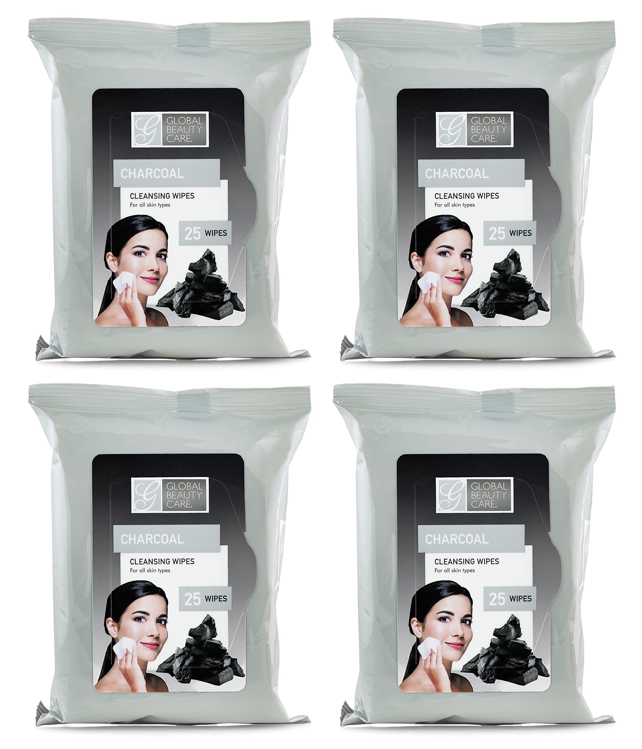 Global Beauty Care Makeup Remover Wipes (100 Count (4-Pack), Charcoal)