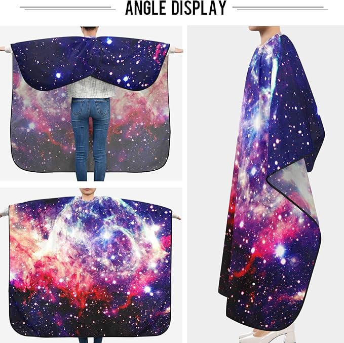 visesunny Barber Cape Amazing Nebula Deep Space Polyester Hair Cutting Salon Cape Apron Anti-Static Haircut Shaving Cloth Beard Shaving Bib Hairdressing Cape