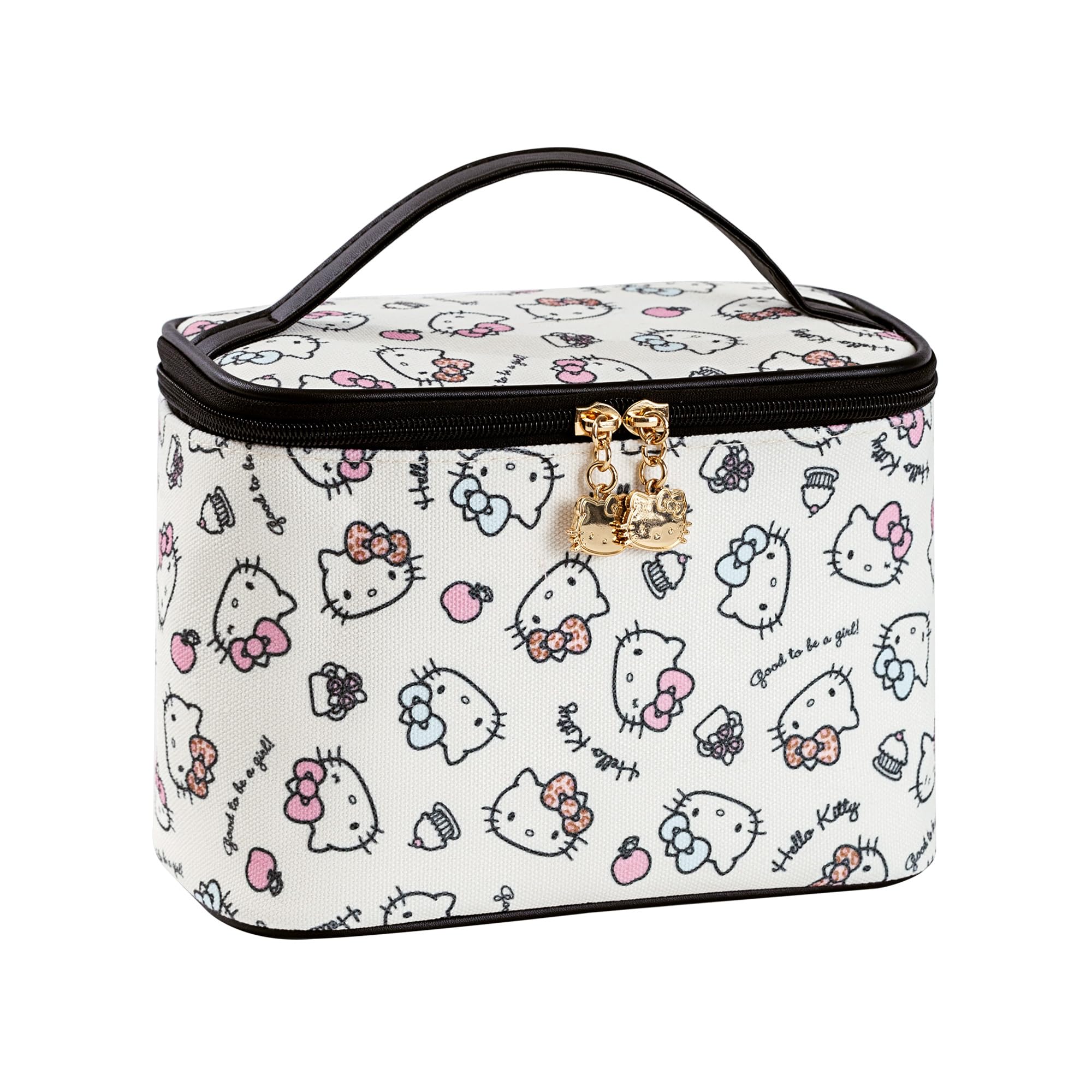 AmBealla Cosmetic Bag Large Makeup Bag Makeup Travel Case with Brush Holder,Canvas Organizer for Women,Toiletry Bag for Skincare&Beauty Tools Sweet Cute for Girls