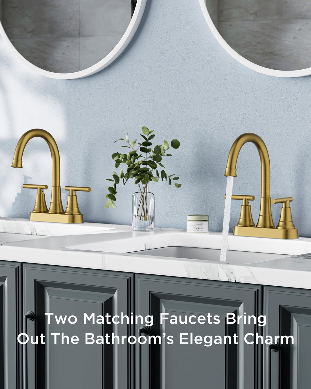 FORIOUS Brushed Gold Bathroom Faucets, 4 Inch Centerset Vanity Faucet Gold