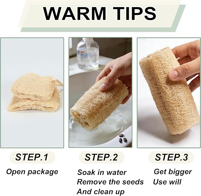 Balifeel Natural Loofah Sponge Organic Loofa Set 6 Pack,Exfoliating Body Scrubber Shower Luffa Men and Women for Bath Cleaning Skin Back and Face Eco Tool