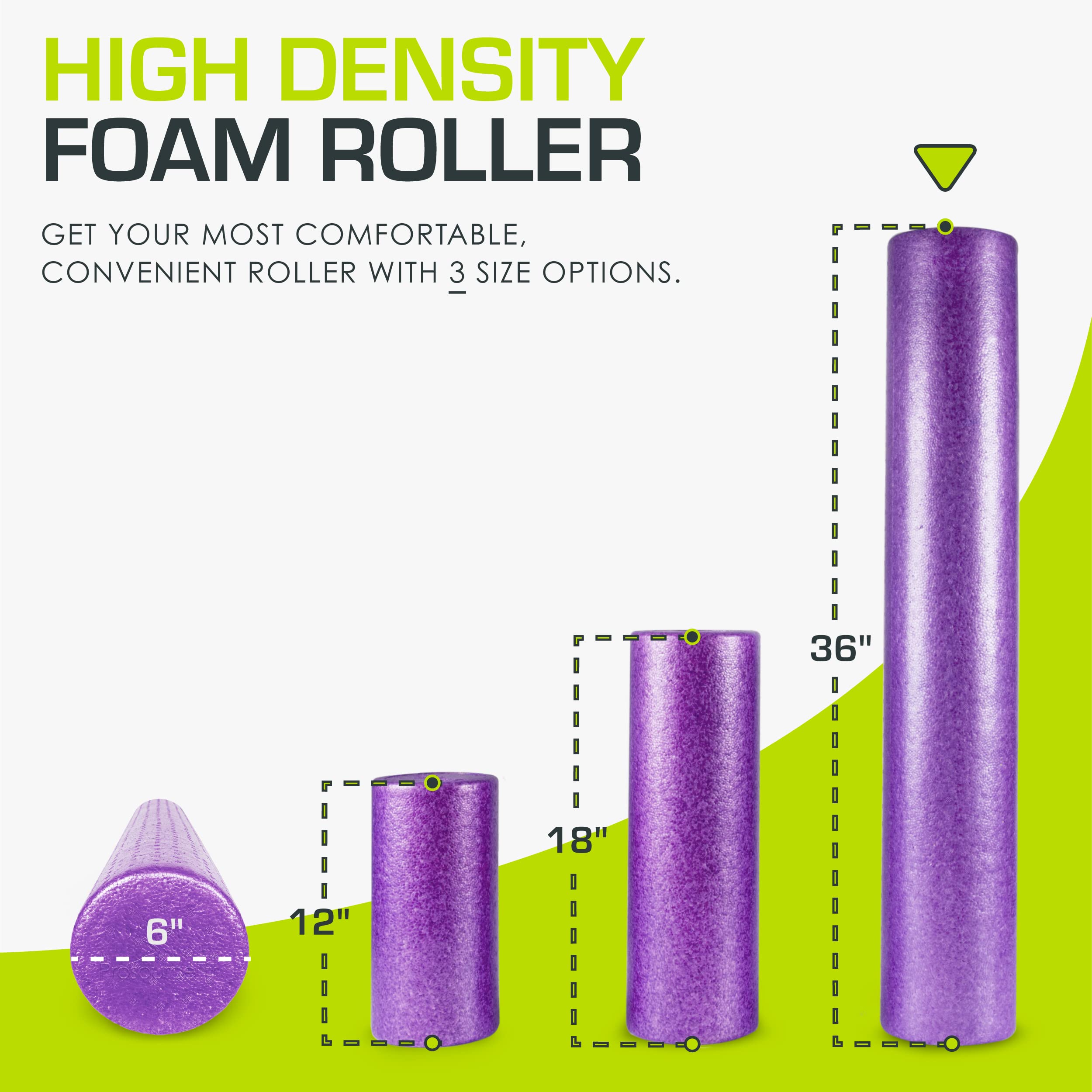 ProsourceFit High Density Foam Rollers 36 - inches long,Firm Full Body Athletic Massage Tool for Back Stretching, Yoga, Pilates, Post Workout Muscle Recuperation, Purple