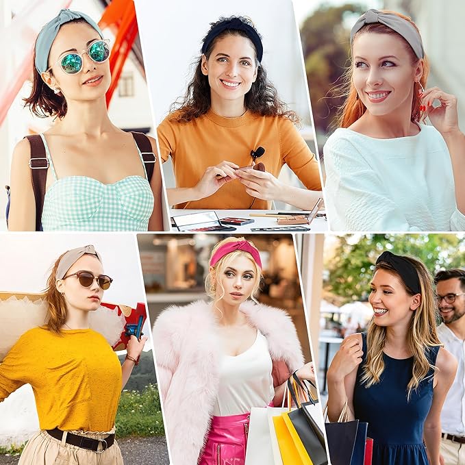 Headbands for Women Girls - 6PCS Stylish Top Knotted Headbands - Knotted Headband for Women - Head Bands Wide Hairband Hair Accessories