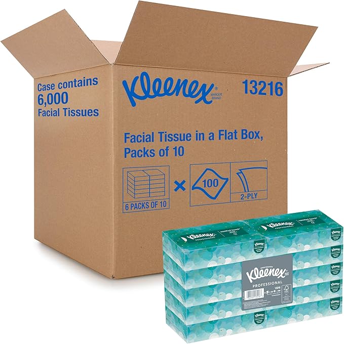 Kleenex Professional Facial Tissue, Bulk, 60 Boxes x 100 Tissues (13216)