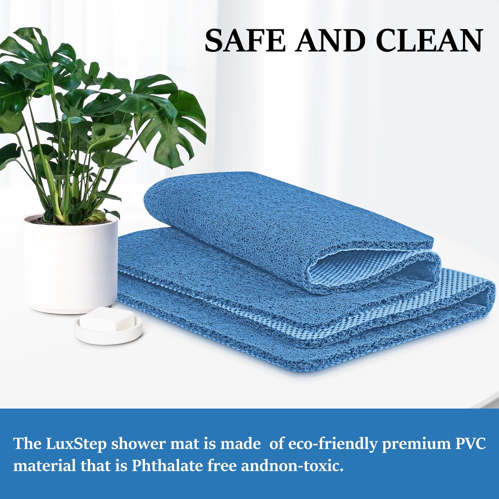 LuxStep Shower Mat Bathtub Mat Non-Slip Bath Mat with Drain, Quick Drying