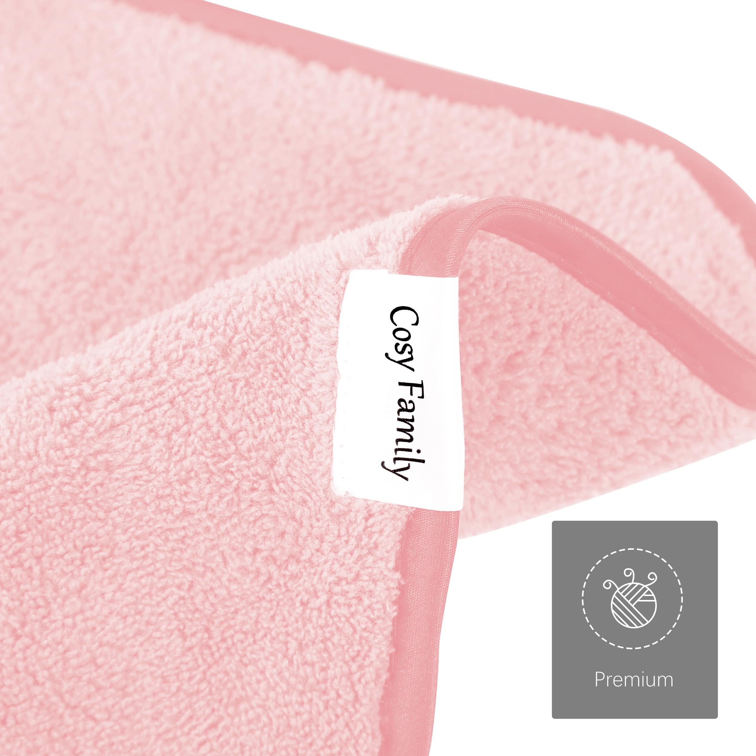 Cosy Family 10 Pack Makeup Remover Wash Cloths - Soft Microfiber Fingertip Facial Cleansing Cloths for Hand and Make Up, 12 x 12 in, Pink