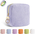 Playexen Period Bag for Purse, Corduroy Sanitary Napkin Storage Bag, Lilac