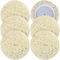 phepetroll 6 PCS Wool Buffing Polishing Pads - 8 Inch Natural Wool Cutting Pads with Hook and Loop Backing Compound & Polishing for Automotive Car Boats Glass Furniture Repair