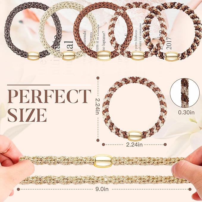 Hair Ties No Damage - 20PCS Ponytail Holders - Elastic Hair Ties for Thick Hair - Braided Hair Bands for Women Girls's Hair - Wood Grain