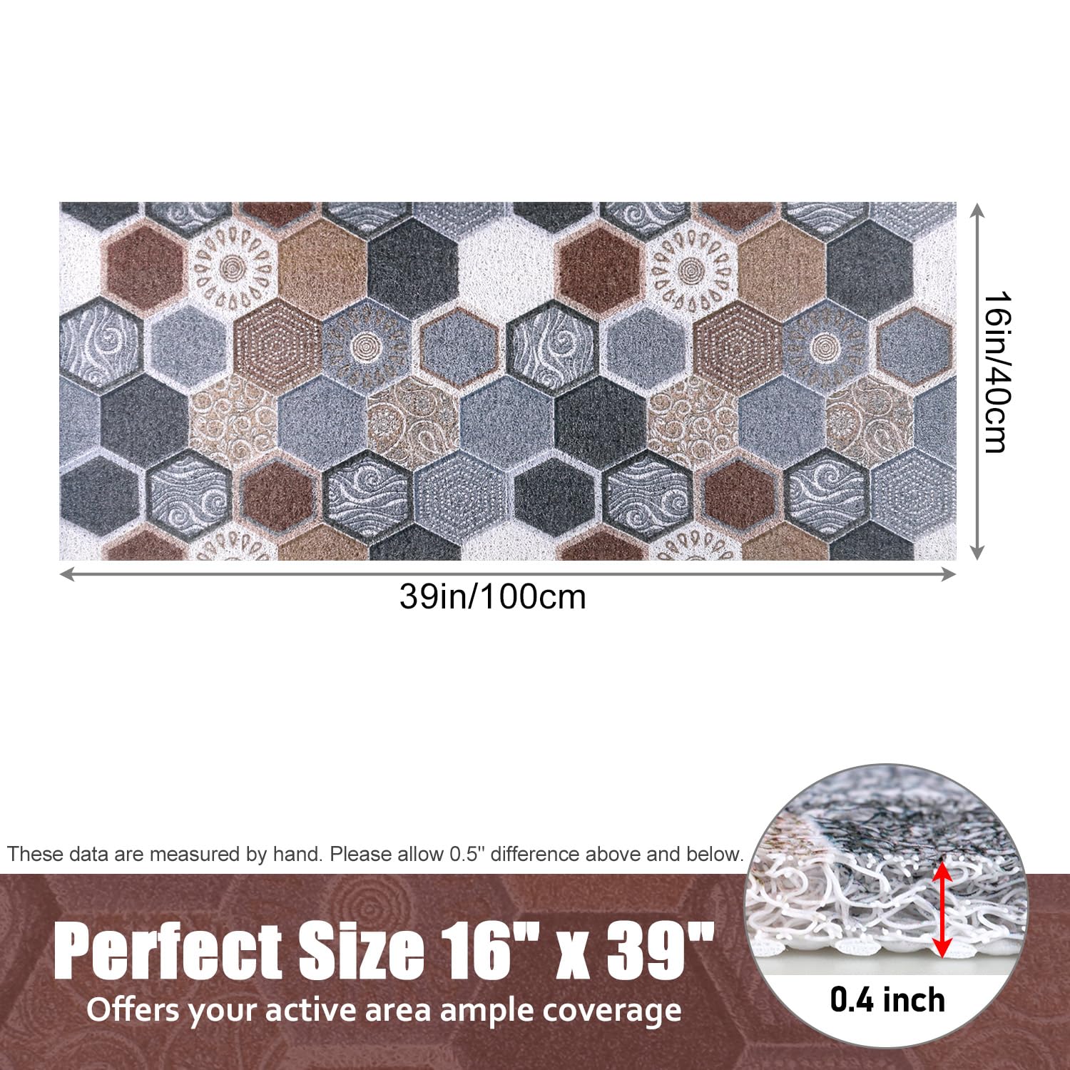 Bathtub Mat Shower Mat Non-Slip, 16x 39 Inch, Soft Comfort Bath Mat with Drainage Holes, PVC Loofah Massage Bathmat for Shower, Tub, Bathroom, Wet Areas, Quick Drying