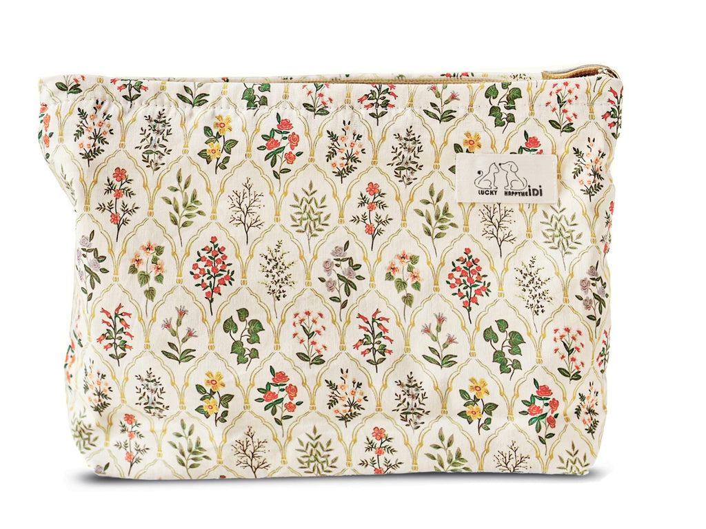 HAPPYHEIDI Large Makeup Bag Travel Cosmetic Pouch, Green Gingham