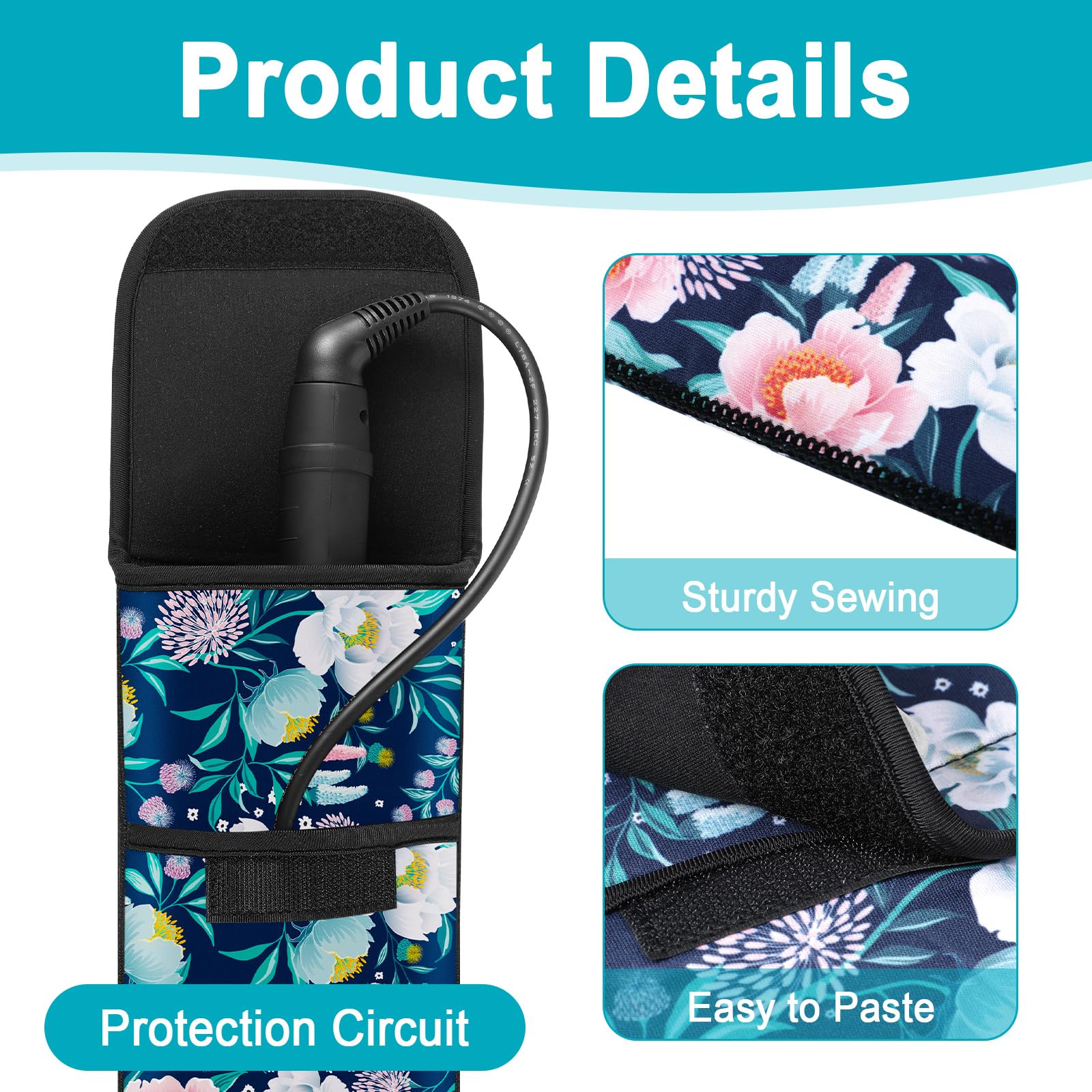 Shappy 2 Pcs Heat Resistant Curling Iron Flat Iron Travel Case,Flower