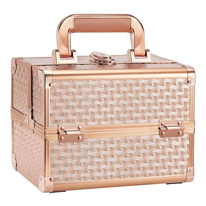 Joligrace Makeup Case Organizer Makeup Box Cosmetic Train Case with Mirror