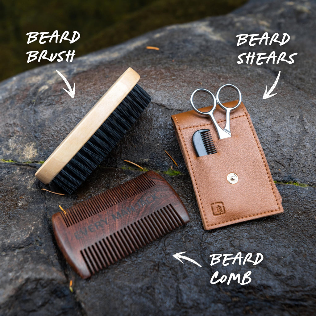 Every Man Jack Beard Grooming Tool Gift Kit for Men, 5 Pieces