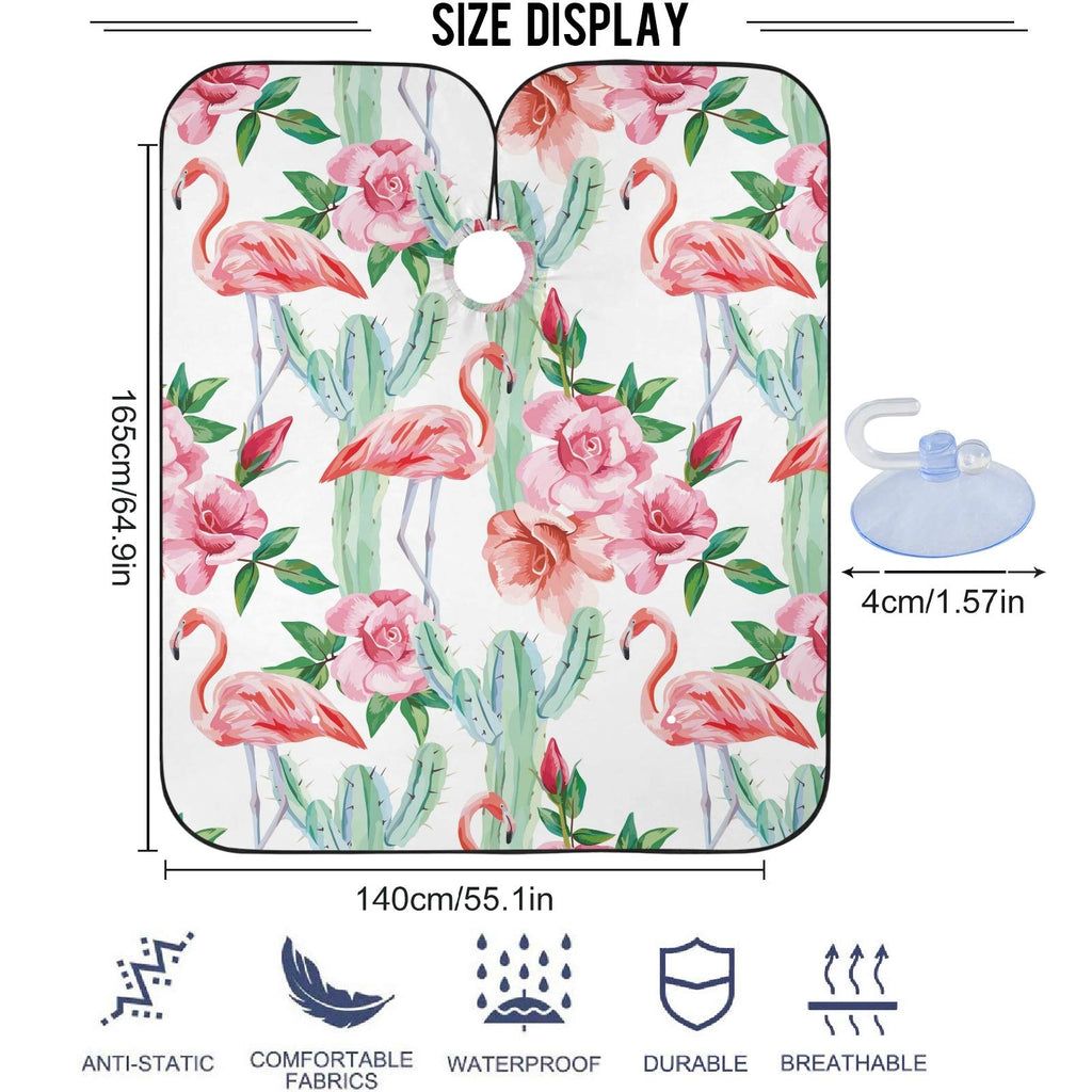 visesunny Barber Cape Flamingo Cactus Polyester Hair Cutting Salon Cape Apron Anti-Static Haircut Water-Resistant Shaving Cloth Beard Shaving Bib Hairdressing Cape