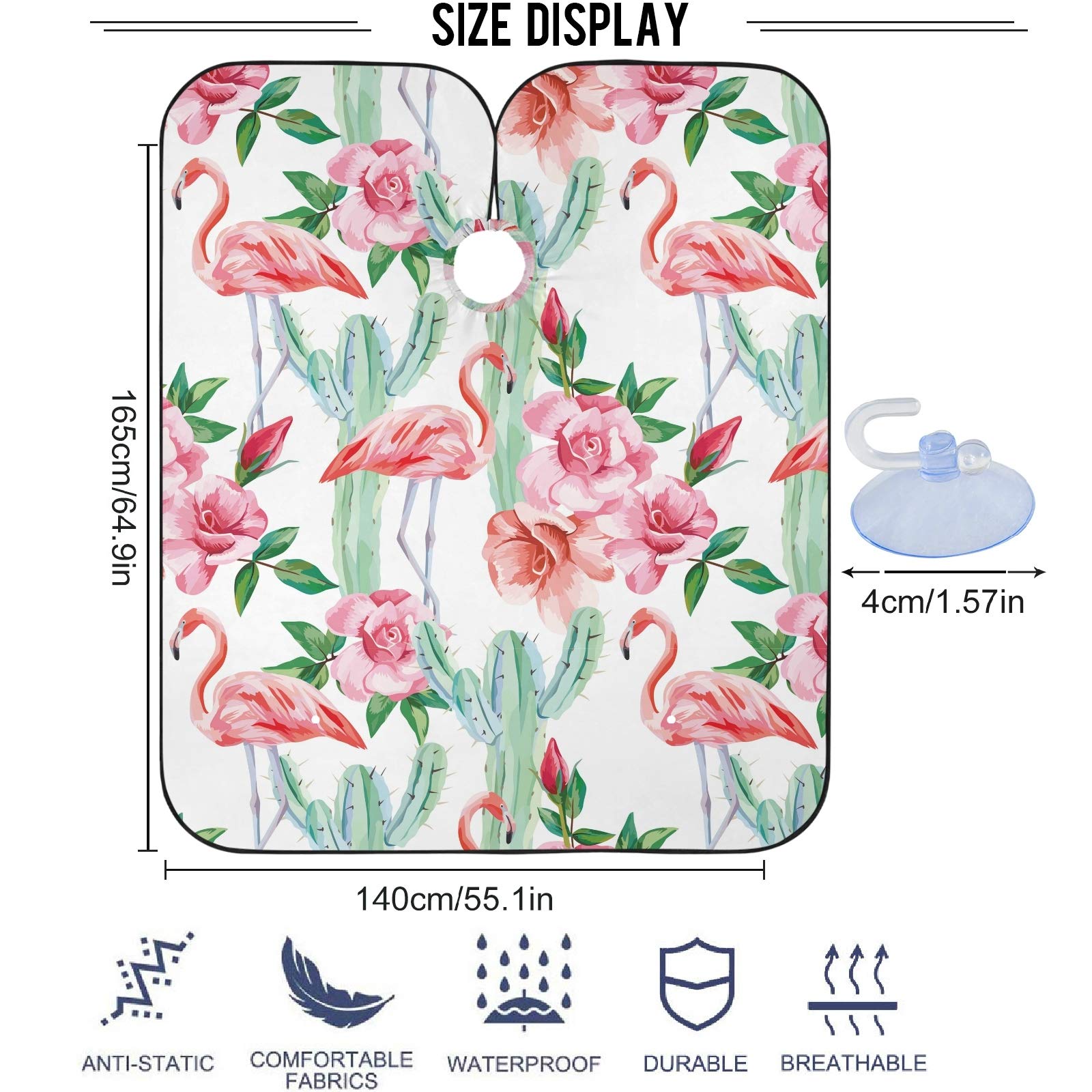 visesunny Barber Cape Flamingo Cactus Polyester Hair Cutting Salon Cape Apron Anti-Static Haircut Water-Resistant Shaving Cloth Beard Shaving Bib Hairdressing Cape