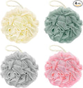 Awontar Bath Loofah Sponge, 60G Shower Loofah Exfoliating Body Scrubber Sponge, 4 Count Bath Mesh Pouf Ball for Women and Men (Light Color)