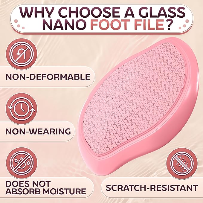 Nano Glass Foot File – 4.6" Glass Foot Callus Remover, Ergonomic Heel Scraper for Cracked Heels, Scratch-Resistant & Non-Wearing – Moisture-Resistant & Gentle Cleansing, Designed for Wet or Dry Use