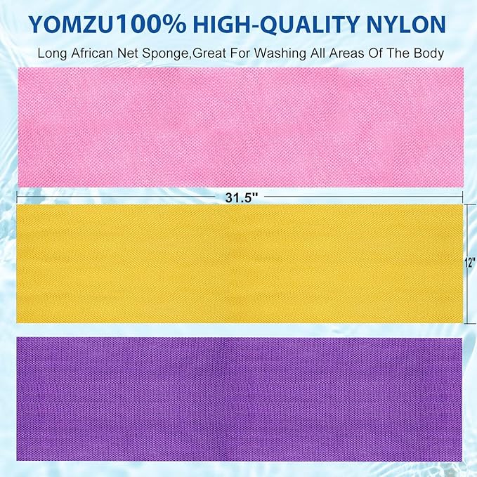 African Net Sponge Exfoliating Bath Sponge Scrubbing Long Rag Wash Shower Body Scrubber - 6 Pieces