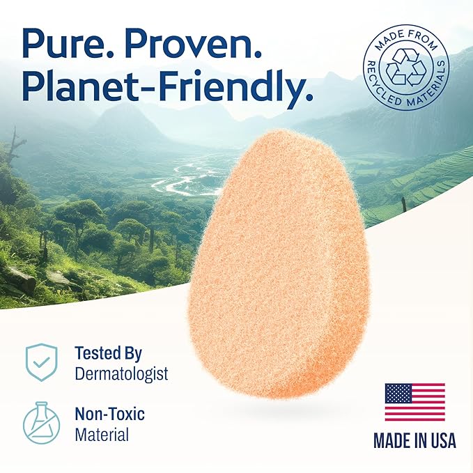 HartFelt 8ct Tear Drop Face Scrubber for Women | Reusable Facial Sponges for Daily Cleansing | Facial Exfoliating Pads for Removing Dead Skin, Dirt & Makeup | Made in USA | Gentle - Peach
