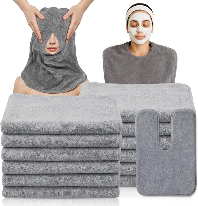 JJUNW 12 PCS U-Shaped Facial Towels, Split Design Estheticians Towels