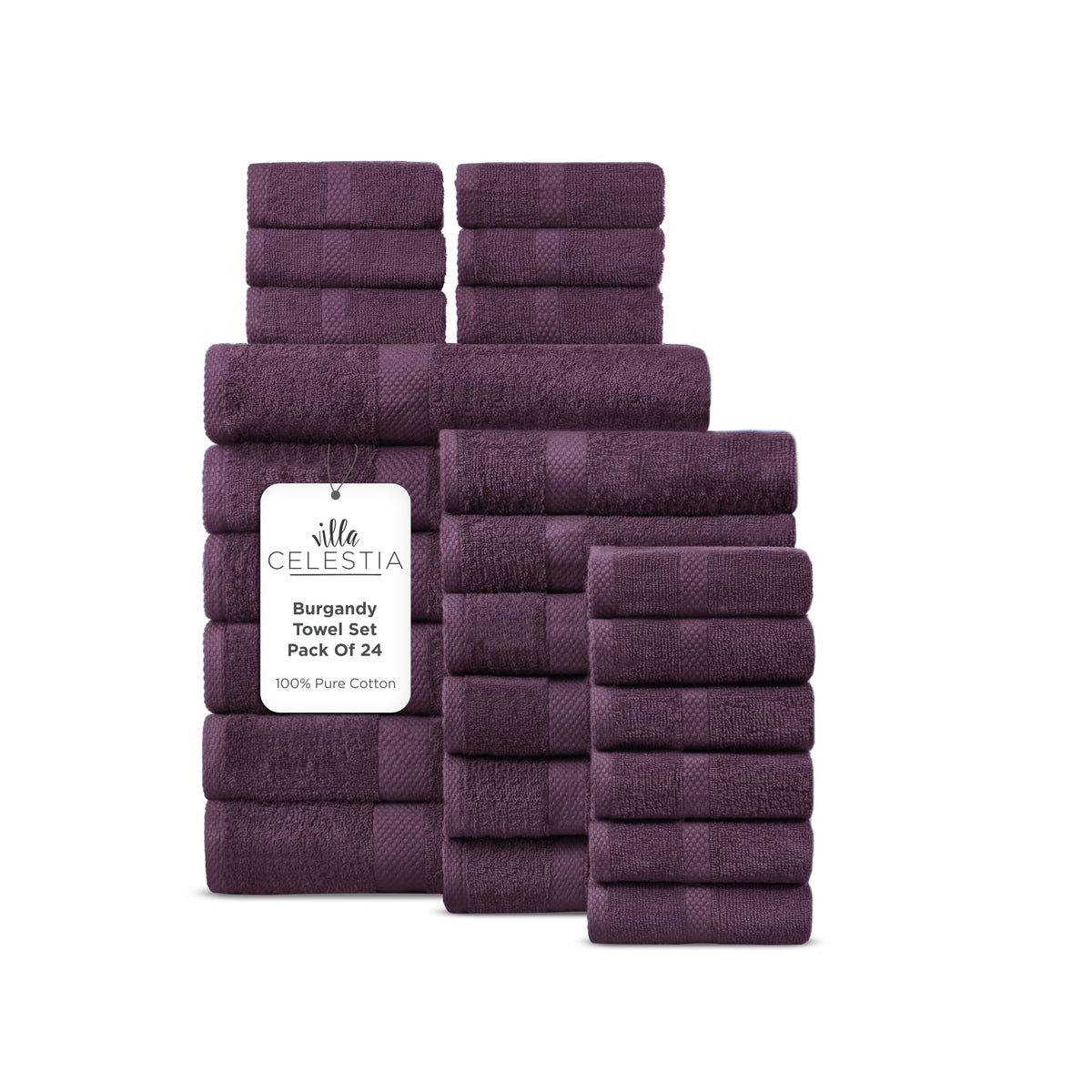 Villa Celestia Cotton Hand Towels Set of 4, 16 x 28, Oeko-TEX Certified, Quick Dry, Sage
