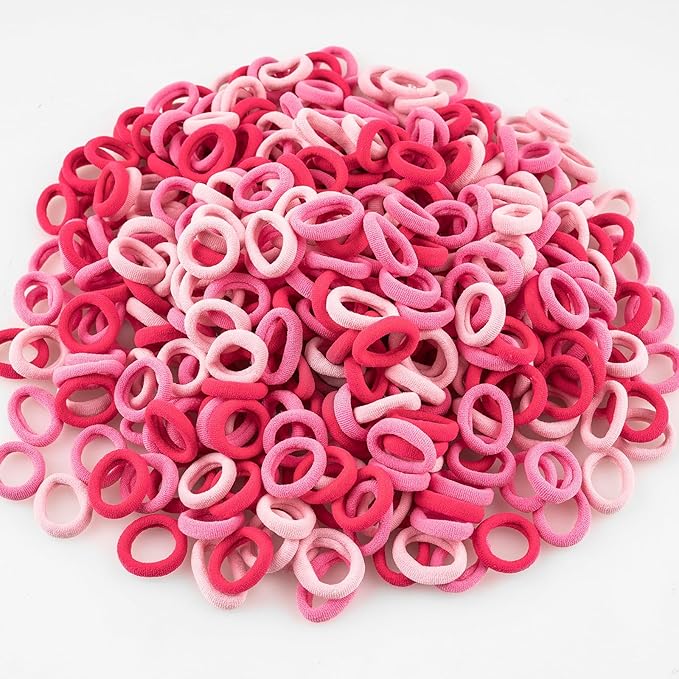 400 PCS Baby Hair Ties – No Damage Elastic Ponytail Holders, Soft Seamless Multicolor Hair Bands for Toddlers and Girls, Baby Hair Accessories (Mixed Pink)