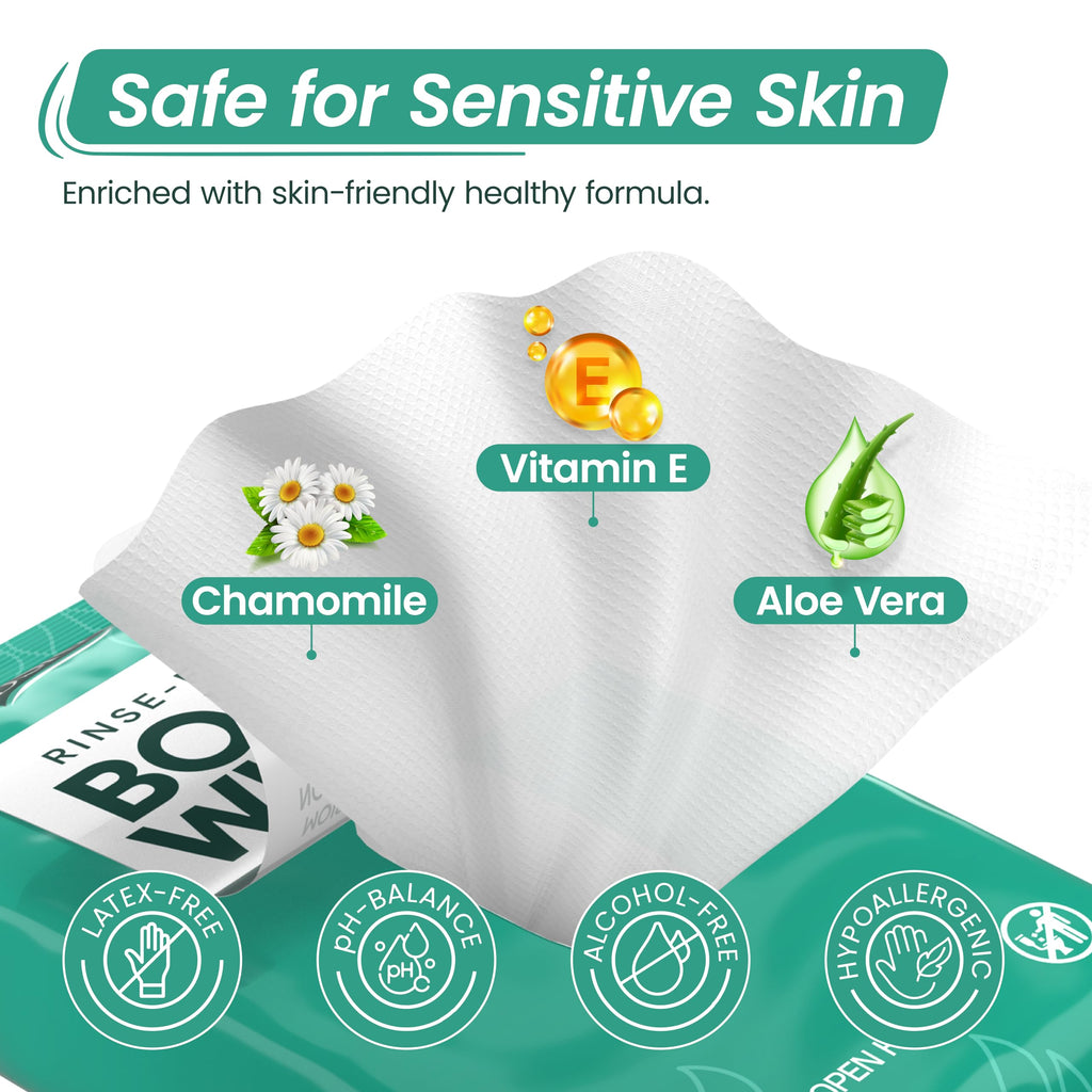 No-Rinse Body Wipes for Adults – XL Ultra Thick Bathing Wipes, Unscented with Aloe & Vitamin E, Hypoallergenic Full Body Washcloths for Women, Men & Elderly, Travel & Camping (50 Count)