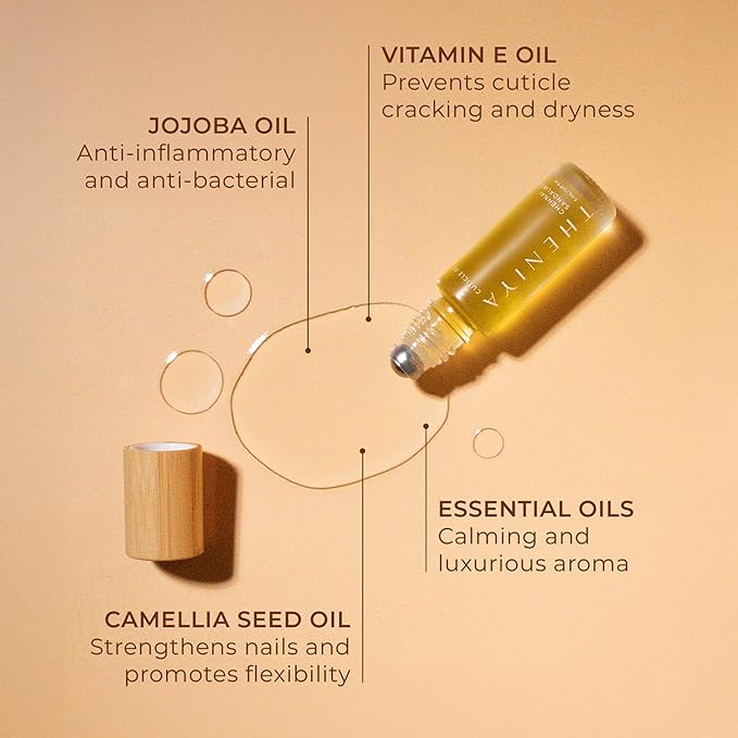 Organic Cuticle Oil Made in USA | Hydrating Roll-On Nail & Cuticle Oil with Jojoba Oil & Vitamin E | Vegan, Cruelty-Free | 5mL Travel Sized (Sandalwood Fragrance)