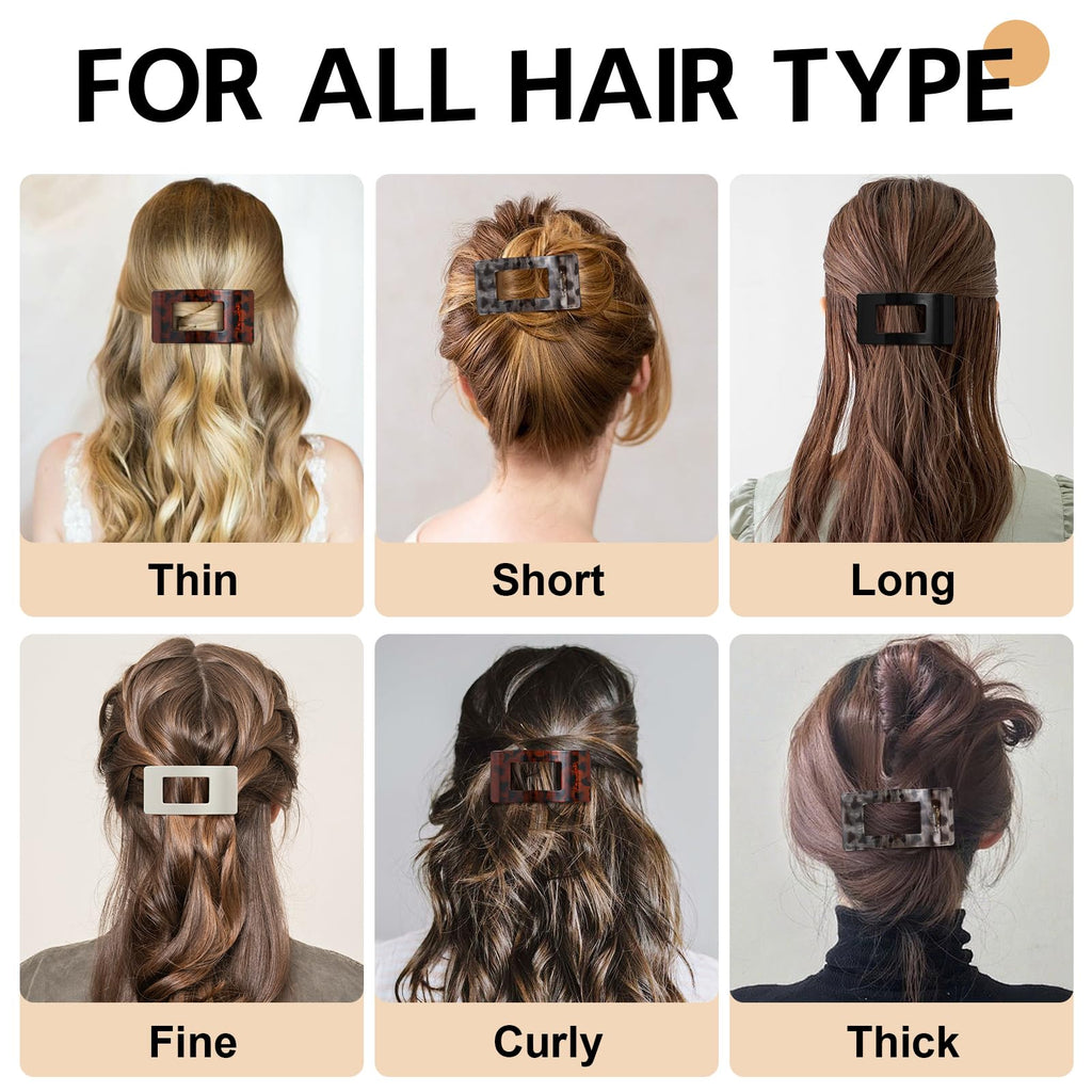 8 Pack French Flat Hair Clips for Women – Large Matte No-Slip Claw Barrettes for Thick & Thin Hair, Strong Hold Styling Accessories (Leopard Black and White)