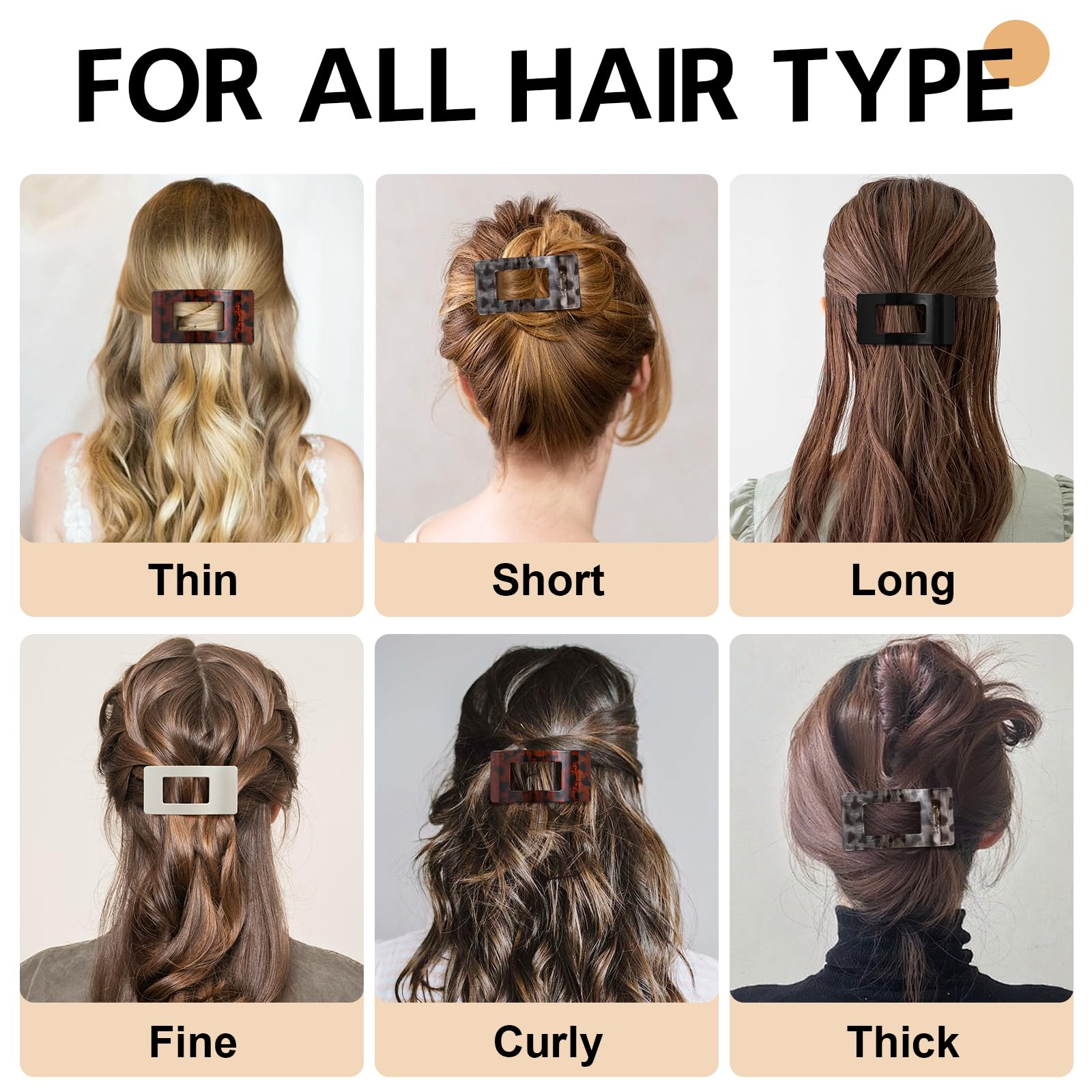 8 Pack French Flat Hair Clips for Women – Large Matte No-Slip Claw Barrettes for Thick & Thin Hair, Strong Hold Styling Accessories (Leopard Black and White)
