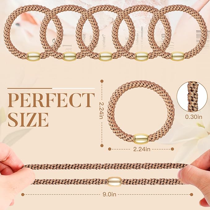 FORENEE Hair Ties No Damage(10PCS) - Ponytail Holders - Elastic Hair Ties for Thick Hair - Braided Hair Bands for Women Girls's Hair - Khaki