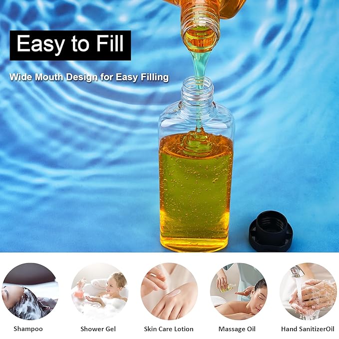Wowang Travel Shampoo and Conditioner Bottles 7.7oz 7 Pack Leak Proof Squeeze Bottles with Flip Cap Refillable Containers Plastic Travel Bottle for Toiletries for Lotion Shampoo Conditioner