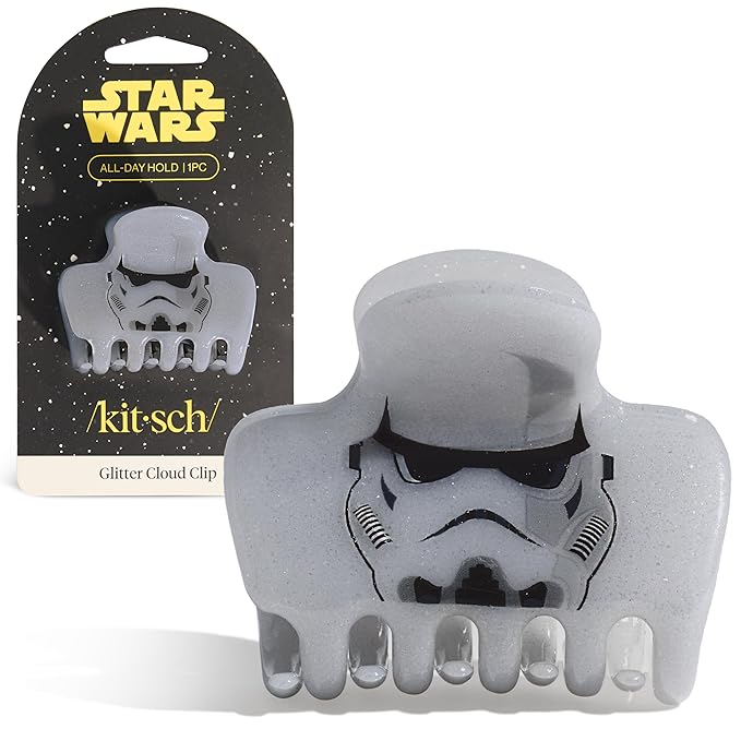 Kitsch x Star Wars Stormtrooper Glitter Medium Hair Clip for Women – Iconic Galaxy-Inspired Claw Clip | Recycled Plastic, Strong Secure Grip | Hair Accessories for Girls