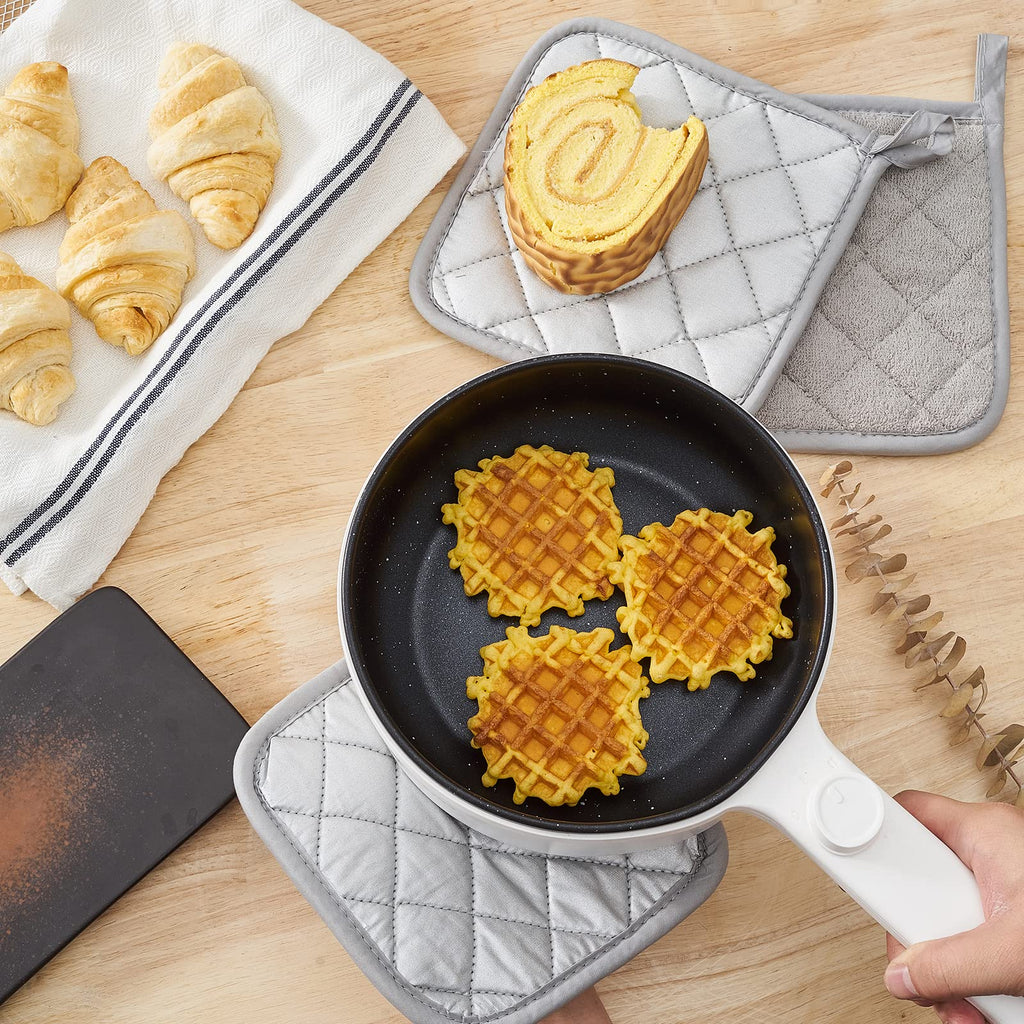 Kitchen Pot Holders Set Heat Resistant Pure Cotton Potholders Kit Trivets Large Coasters Hot Pads Terry Pot Holders for Everyday Cooking and Baking by 7 x 7 Inch Set of 6 Grey