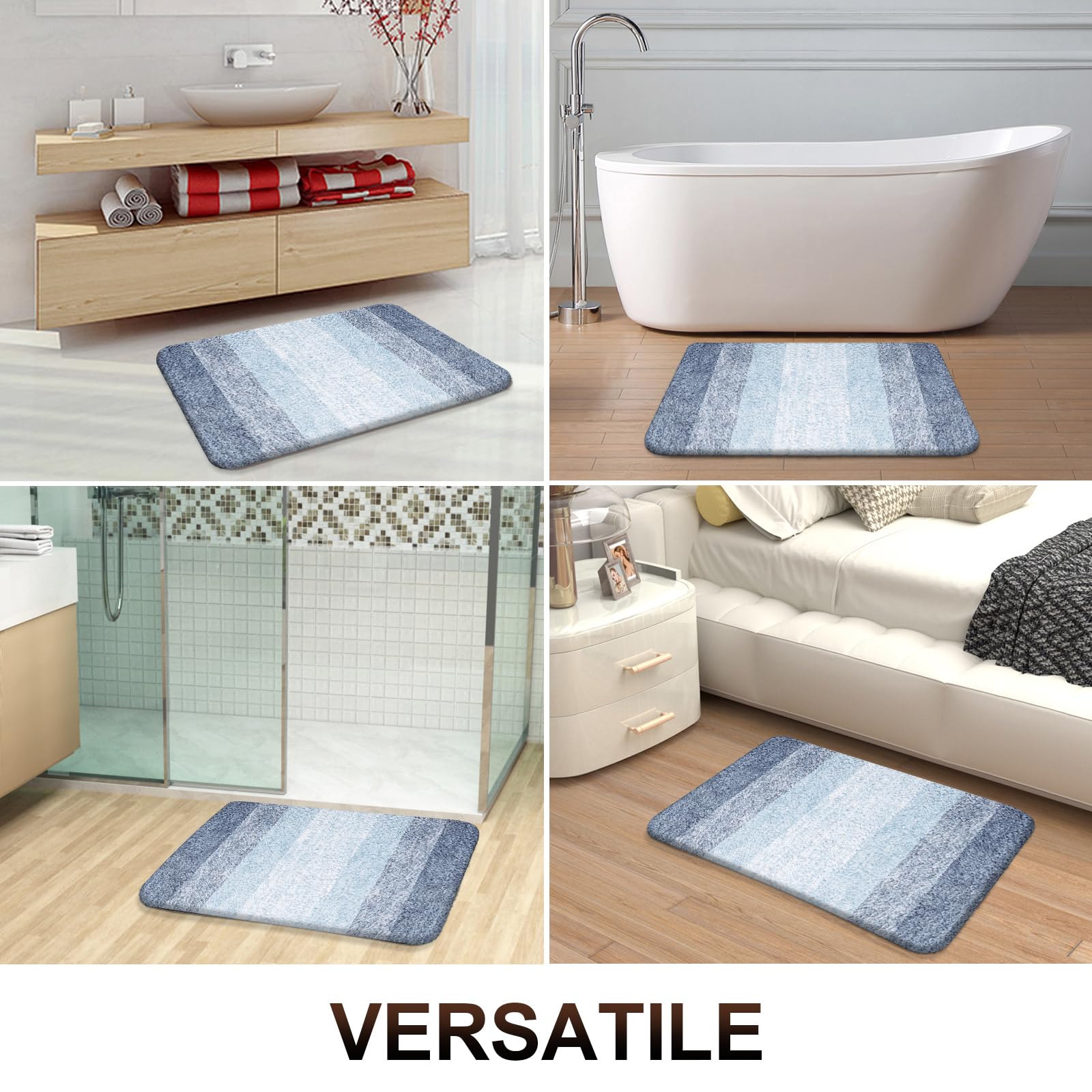 OLANLY Microfiber Bathroom Rugs Sets 3 Piece, 47"x20"+24"x16"+24"x20"