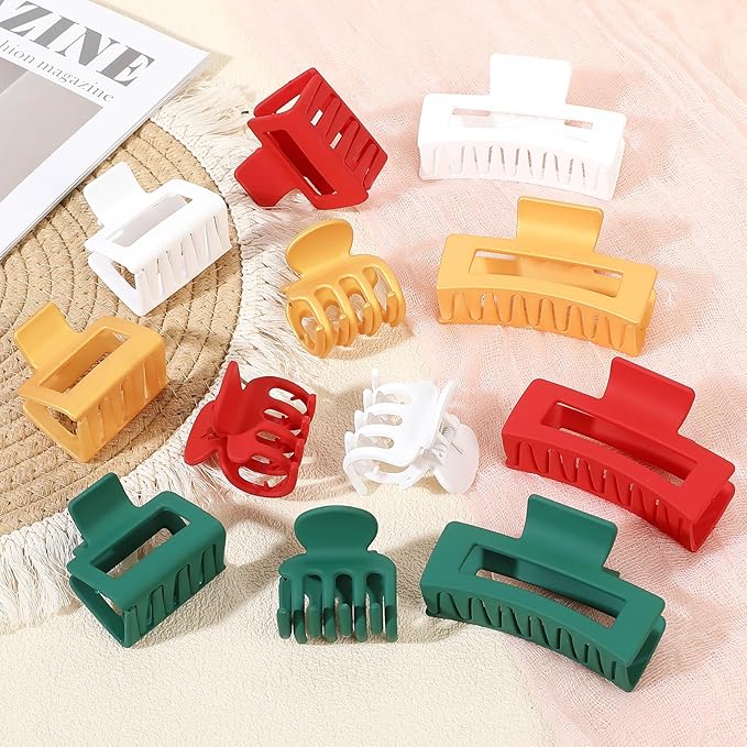 SMKSL 3 Styles Hair Clips for Women Small Medium Big Claw Clips for Thin Thick Hair 12 Pcs Hair Claw Clips Hair Clips Combination Hair Accessories for Women (Christmas)
