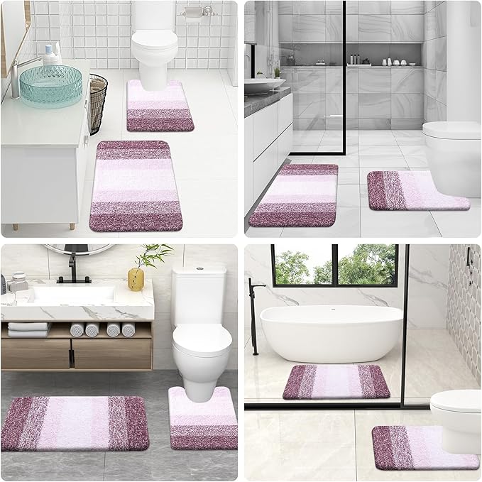 OLANLY Microfiber Bathroom Rugs Sets 3 Piece, 30"x20"+24"x16"+24"x20"
