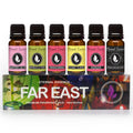 Eternal Essence Oils Far East Set of 6 Premium Fragrance Oils - Includes Water Lily, Bamboo & Teak, Frangipani, Azalea, Ylang Ylang and Dragon's Blood Scented Oils - 10ML