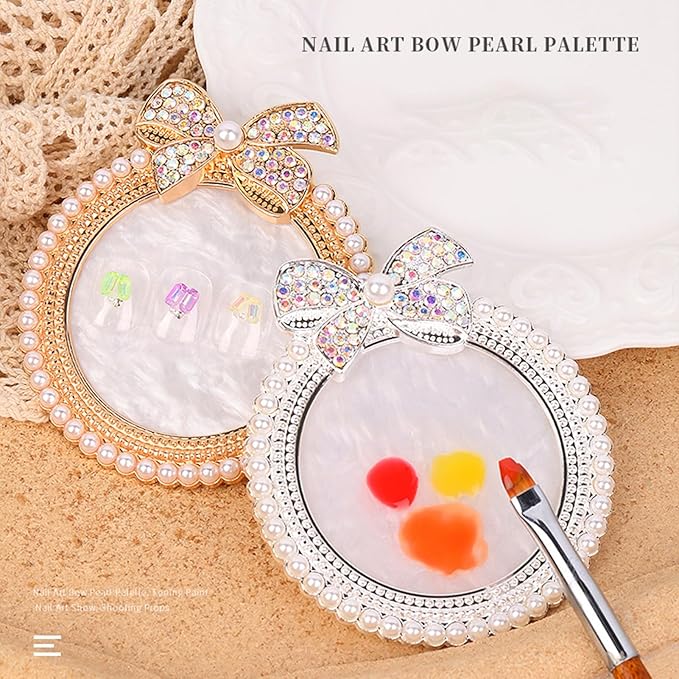 Cosmetic Makeup Palette, Nail Art Palette, DIY Makeup Mixing Palette, Beauty Salon Color Cream Mixing Palette, Nail Art Painting Mixed Color Palette, Nail Polish Makeup Display Board Golden