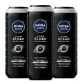 NIVEA MEN Real Madrid Limited Edition Design Active Clean Body Wash with Natural Charcoal for Normal to Oily Skin, 3-in-1 Charcoal Body Wash, Face and Hair, 16.9 Fl Oz Bottle, Pack of 3